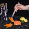 Chopsticks 5 Par 18/10 Rostfritt stål Non-halk Black Gold Round Sushi Noodles Chinese Korean Japanese China Diskmaskin Safe