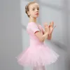 Dancewear Dansjurk met korte mouwen voor meisjes Katoenen balletdanskleding met tule Peuterballetjurk Kindertutujurk Kinderdansrokken 230920