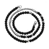 Chaînes Simple Vintage Collier de perles mates pour hommes Classique fait à la main Perles naturelles Chaîne en acier inoxydable Bijoux Cadeau