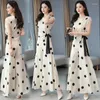 Vrouwen Tweedelige Broek Chiffon Sport Pak 2023 Zomer Mode Polka Dot Wijde Pijpen Crop Top Set Voor Vrouwen plus Size Kleding