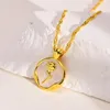 Pendant Necklaces Fashion Design 18K Gold Plated Rose Flower Shape Necklace Chic Women Shell Coin Statement Jewelry