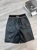 Shorts femininos de pele de carneiro couro genuíno pu capris perna reta outono rua moda cintura alta casual calças sexy