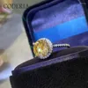 Bagues de cluster Citron Jaune Moissanite 14K Or Blanc Bague En Argent Sterling 3.0 Diamant De Couleur Mariage Bijoux De Luxe Femmes Cadeau