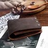 Money Clips Genuine Leather Wallet For Men Male Vintage Handmade Crazy Horse Cowhide Short Bifold Wallets Purse Card Holder With Coin Pocket Q230921