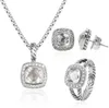 Kabelörhängen ring smycken set diamanter hänge och örhänge set lyxkvinnor gåvor1015759
