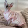 Costumes de chat Mode Sphyinx Chat Gilet en dentelle Col Vêtements d'été pour Devon Rex Coton doux Rose Lapin Manteau pour chiens Chatons Fournitures pour animaux de compagnie HKD230921