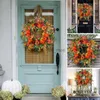 Juldekorationer 50 cm Autumn Wreath Christmas Decoration Artificial Maple Leaves Pumpkin White Fruits Tree Root Garland Halloween Wreath Decor HKD230921