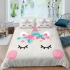 Bedding sets Home Textile Luxury 3D Cartoon Unicorn Print 2 3Pcs Kids Duvet Cover Pillowcase Set Single Queen and King AU EU US Size 230921