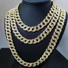 WHO 16inch 18inch 20inch 22inch 24inch 26inch 28inch 30inch Iced Out Rhinestone Gold Silver Miami Cuban Chain Men Hiphop 243T