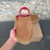 Mulheres Tasman Chinelos Tazz Semente de Mostarda Castanha Ultra Mini Plataforma Bota Slip-on Les Petites Camurça Mistura de Lã Botas de Designer de Inverno