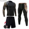 Herrspårar för herrskompression sportkläder kostymer gym tights träning kläder träning jogging sport set löpande rashguard träning för män l23092