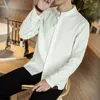 Camisas casuales para hombres 2023 Primavera Lino Manga larga Color sólido Camisa de algodón Tops Hombres
