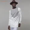 Etnik Giyim Bohisen Moda Çizgili Baskı Gömlek Erkekler Marka Afrika Dashiki Elbise Erkek Uzun Kollu Beyaz Gömlek Afrika270'ler