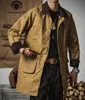 Men's Trench Coats Custom Spring Autumn Outdoor Vintage Safari Clothes Oil wax Trench Coat Waterproof Military Windbreaker Rider Biker man Jackets 230921