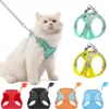 Hundhalsar Leashes Pet Cat Harness and Leash Set Reflective Breatble Harness for Cats Justerbar komfort Kattunge Supplies 230921