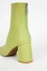 Сапоги, осенне-зимние брендовые туфли на толстом каблуке, короткие модные женские туфли на молнии с квадратной головкой, черные, розовые, зеленые, золотые, большие размеры 3443 230920