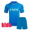 23 24 Maglia Napoli Soccer Jerseys Naples Osimhen Kvaratskhelia Anguissa Maradona SSC Halloween Third 2023 2024 Kids Kit Fans Playerフットボールシャツ