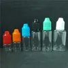 Clear PET Empty Vapor Bottle Packaging Plastic 5ml 10ml 15ml 20ml 30ml 50ml With Colorful Childproof Cap Sharp Tips For Essential Oils Juice Liquid Eye Drops Storage