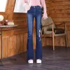 Jeans da donna Primavera Autunno Moda coreana Donna Vintage Flare Diviso a vita alta Pantaloni tutto-fiammifero Pantaloni casual da donna streetwear da ufficio