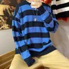 Men's Sweaters Loose Knitted Sweater Ins Round Neck Boys Trendy Personality Hong Kong Style Striped Couple Jacket Warm Sweatshirt