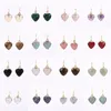 Boucles d'oreilles pendantes en cristal naturel pour femmes, amoureux, petit cœur, pendule, améthystes, opale rose, cadeau de mariage et de noël