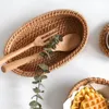 Bandejas de chá rattan servindo bandeja cesta de frutas organizador de alimentos para pão legumes bebida 20cm x 12cm x 4cm