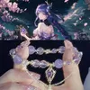 Bracelets à maillons Genshin Impact Cosplay Beelzebul, bracelets perlés violets pour femmes, chaîne de couleur or, pendentif Anime tendance, accessoires en métal