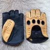 Vijf Vingers Handschoenen Collectie Luxe Heren SemiFinger Echt Leer Heren Rijden Ongevoerd Half Vingerloos Geitenleer Voor Mannelijke Wanten 230921