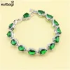 Charms Xutaayi toppkvalitet silver smycken set gröna imiterade smaragd fancy halsband/ringar/örhängen/armband bröllop smycken uppsättningar 230921