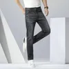 Men's Jeans Men Spring Autumn Slim Fit Straight Mid-Waist Stretch Casual Versatile Young Middle-Aged Fashionable Gray Long Pants