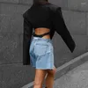 Damenanzüge, breiter Schulter-Einteiler, Europa und die Vereinigten Staaten, Herbstmode, lockere, sexy, hohle schwarze Bluse