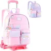 School Bags 16 inch Rolling Backpack Bag for girls Degisn trolley bags with wheels Kids wheeled backpack bag school 230921