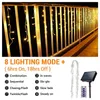 Solar-Eiszapfen-Lichter für den Außenbereich, 3 m, 128 LEDs, 5 m, 256 LEDs, 10 m, 300 LEDs, Eiszapfen-Vorhang-Lichterkette mit Fernbedienung, für Garten, Weihnachten, Solar-Lichterkette