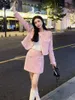 ツーピースドレス高品質のタッセル小さなフレグランスツイードセット女性ショートジャケットコートスカートセット韓国ファッションスイートスーツ