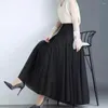 Jupes Vintage Tulle Jupe Femmes Taille Haute A-ligne Plissée Maille Maxi Longue Mariée Tutu Été Casual Midi