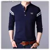 Herrklänningskjortor Autumn Men's Mandarin Collar Long Sleeve Tshirts Trend Slim Cotton Korean Style Shirt Märkning Male Topps för Spring 4XL L230921