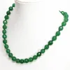 Chaînes Belle pierre verte calcédoine Jades à facettes 8 10 12mm perles rondes chaîne collier élégant femmes bijoux 18 pouces