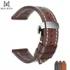 Titta på band av högsta kvalitet läderklocka Brown Real Italian Calfskin Watch Band 18-26mm med solid automatisk fjäril Buckle Watch Straps 230921
