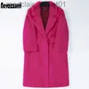 Pelliccia da donna Pelliccia sintetica Nerazzurri Inverno lungo rosa caldo Cappotto in pelliccia sintetica da donna Risvolto caldo spesso nero morbido soffice giacca allentata elegante moda coreana 2022 J230921