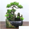 Artes e artesanato Hode Creative Indoor Simation Resin Rockery Cachoeira Estátua Feng Shui Fonte de Água Home Garden 210804 Drop Deliver Dhui8