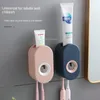 Toothbrush Holders Automatic Toothpaste Dispenser Toothpaste Holder Wall Mounted Plastic Squeeze Toothpaste Dispenser Bathroom Accessories Set 230921