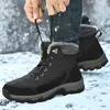 Stövlar Vinter Mäns varma läder Snö Anti Slip Ankle Outdoor Hållbara arbetsskor Vattentät vandring