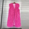 Pelliccia da donna 2023 Futerko Kamizelka Autunno Inverno Giacca finta da spiaggia Lana Gilet moda Donna Medio lungo Peluche