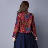 Ropa étnica Mujeres Camisa floral roja Blusa vintage Tradicional Chino Tang Oriental Tops Retro Mandarin Collar Coat257U