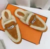 شعر الخروف المبطن للأحذية غير الشرائح slingback slippers slippers