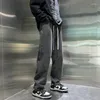 Jeans pour hommes Lâche Style coréen Pantalon en denim à jambes larges droites Street Hip Hop Boy Baggy Pantalons décontractés Bleu Noir Automne