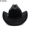 Hoeden met brede rand Emmerhoeden Vintage westerse cowboyhoed voor heren Heren Dame Jazz Cowgirl met leren brede rand Cloche Kerk Sombrero Hombre-petten 230921