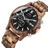Relógio de madeira masculino cronógrafo luxo militar esporte relógios elegante casual personalizado relógios de quartzo de madeira295l