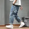 Mens Jeans Fashion Hip Hop Harem Joggers Löst fit last denim byxor med stora fickor baggy harajuku cowboy byxor storlek 42 230921