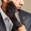 Cinq doigts gants de haute qualité automne hiver 100 véritable cuir de mouton en cuir hommes conduite mitaines écran tactile chaud mâle coupe-vent S2197 230921